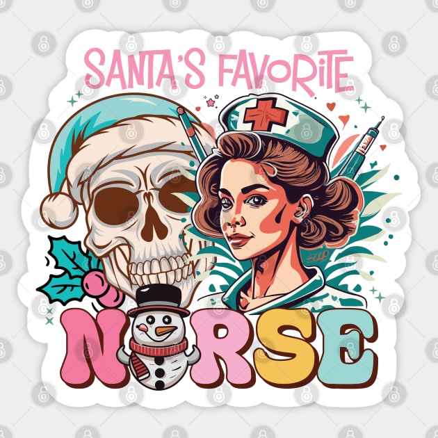 Santa's Favorite Nurse Sticker by MZeeDesigns